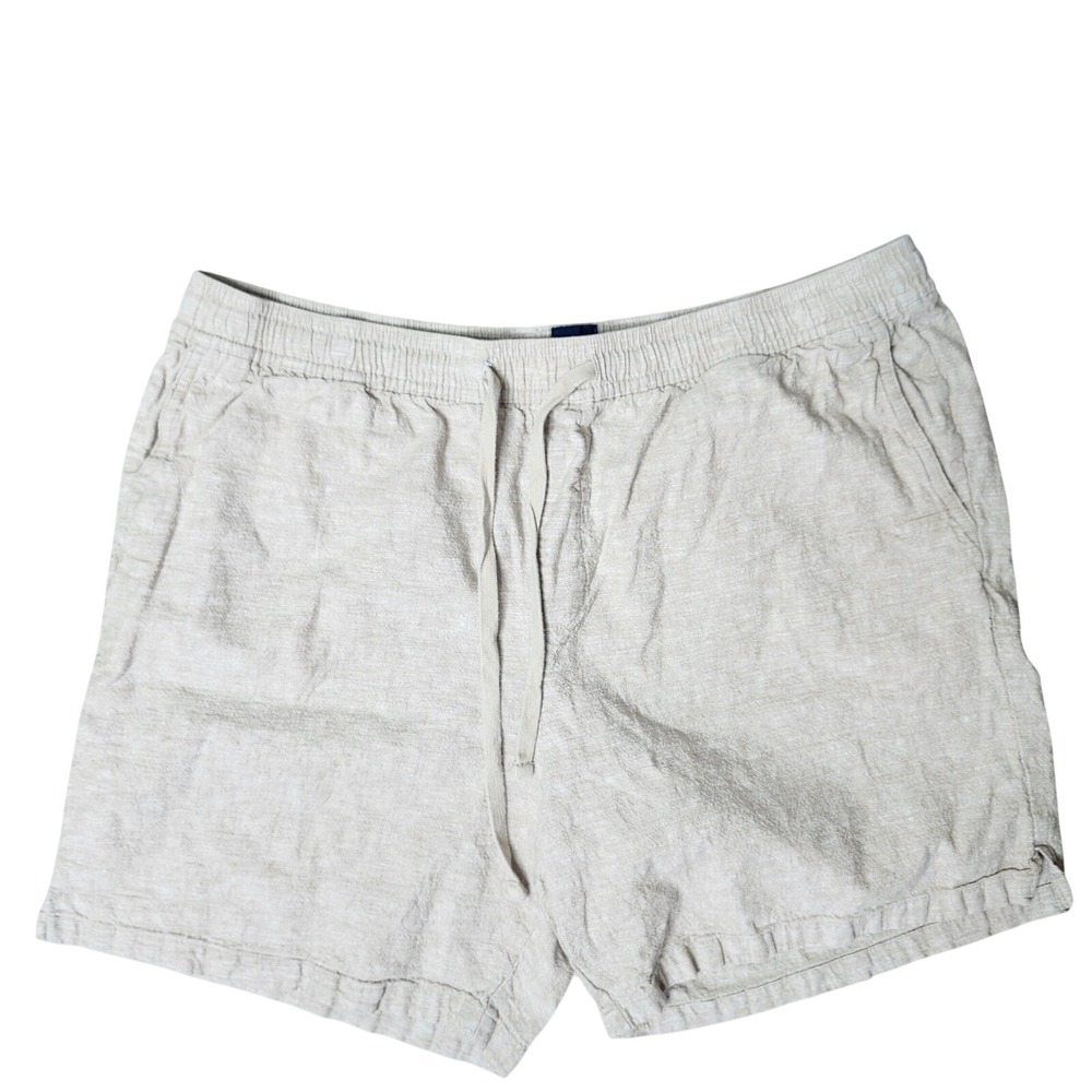 Gap Mens XL Tan Linen Cotton Blend Elastic Waist Pull On Dock Shorts Breathable